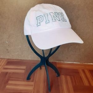 VS PINK Logo Baseball Hat, Baby Pink Embroidered